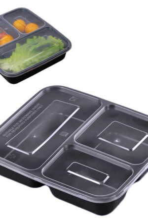 BARQUETTE NOIRE 3COMPARTEMENTS 1000ML XSG X 3PQTS DE 50PCS(150PCS)