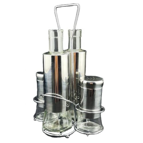Set service condiments de table Complet (Sel, Poivre, Huile, Vinaigre)
