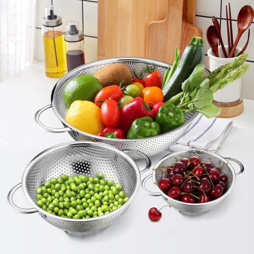 Grande passoire inox perforée professionnelle 55x23 cm (Collectivité & Traiteur)