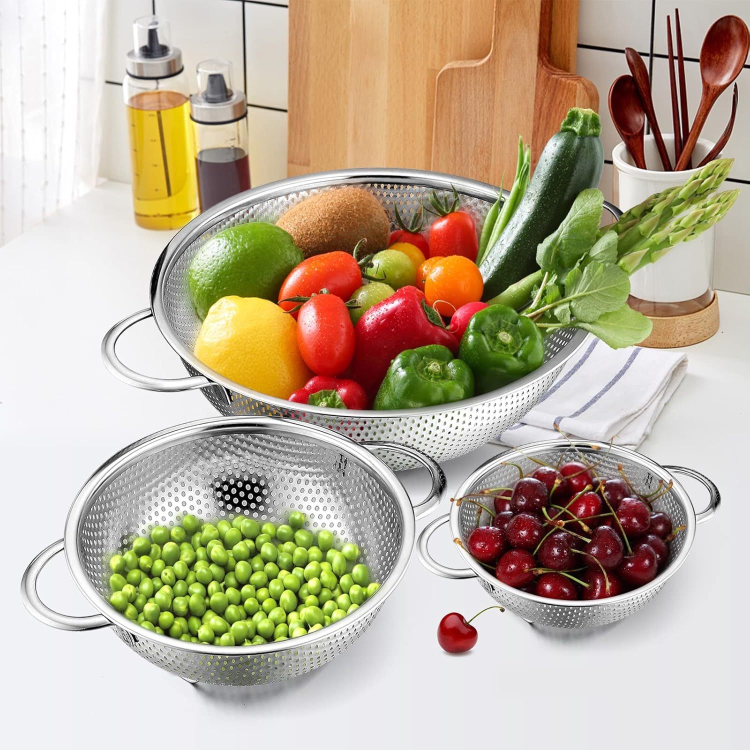 Grande passoire inox perforée professionnelle 55x23 cm (Collectivité & Traiteur)