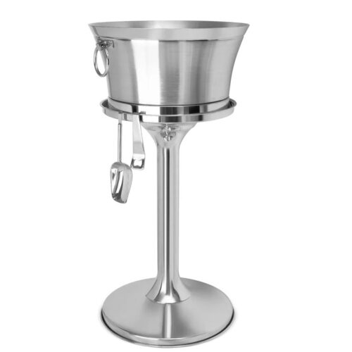 Support seau à champagne inox sur Pied (Avec Seau Inclus)
